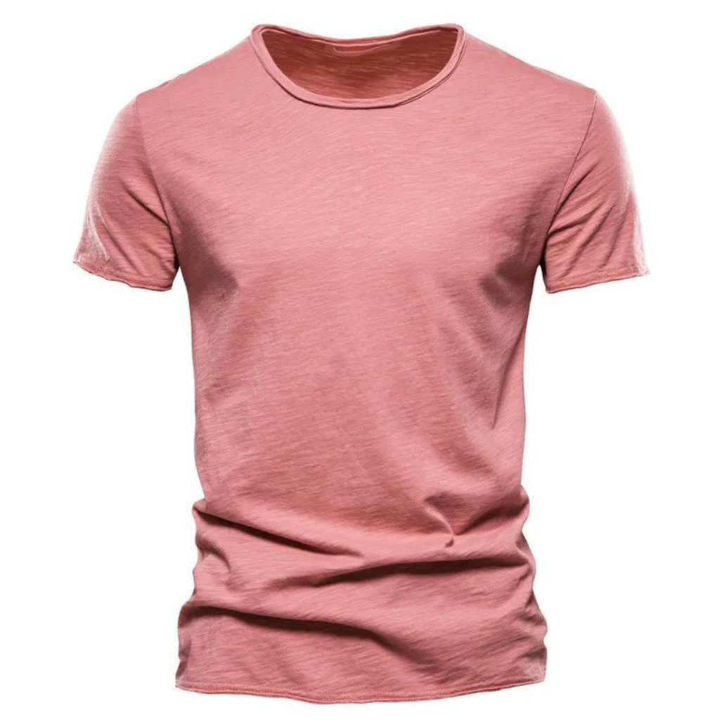 Men's pink textured T-shirt