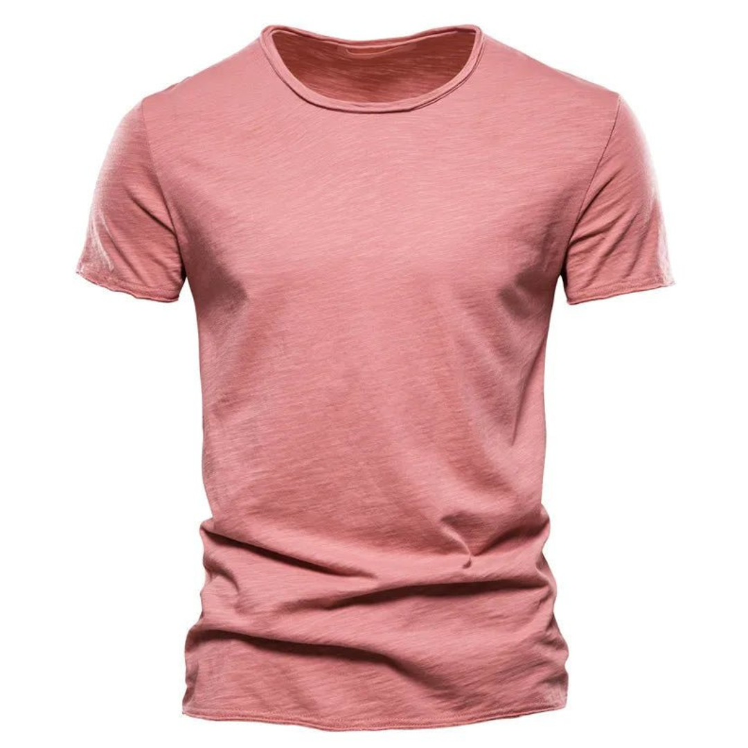 Men's pink textured T-shirt