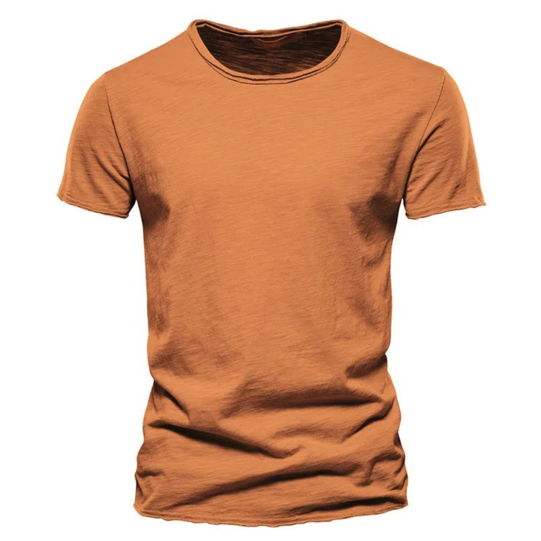Men's orange crew neck T-shirt