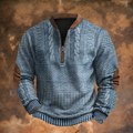 Men's blue textured knit half-zip sweater