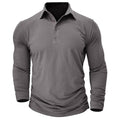 Men's grey textured long sleeve polo