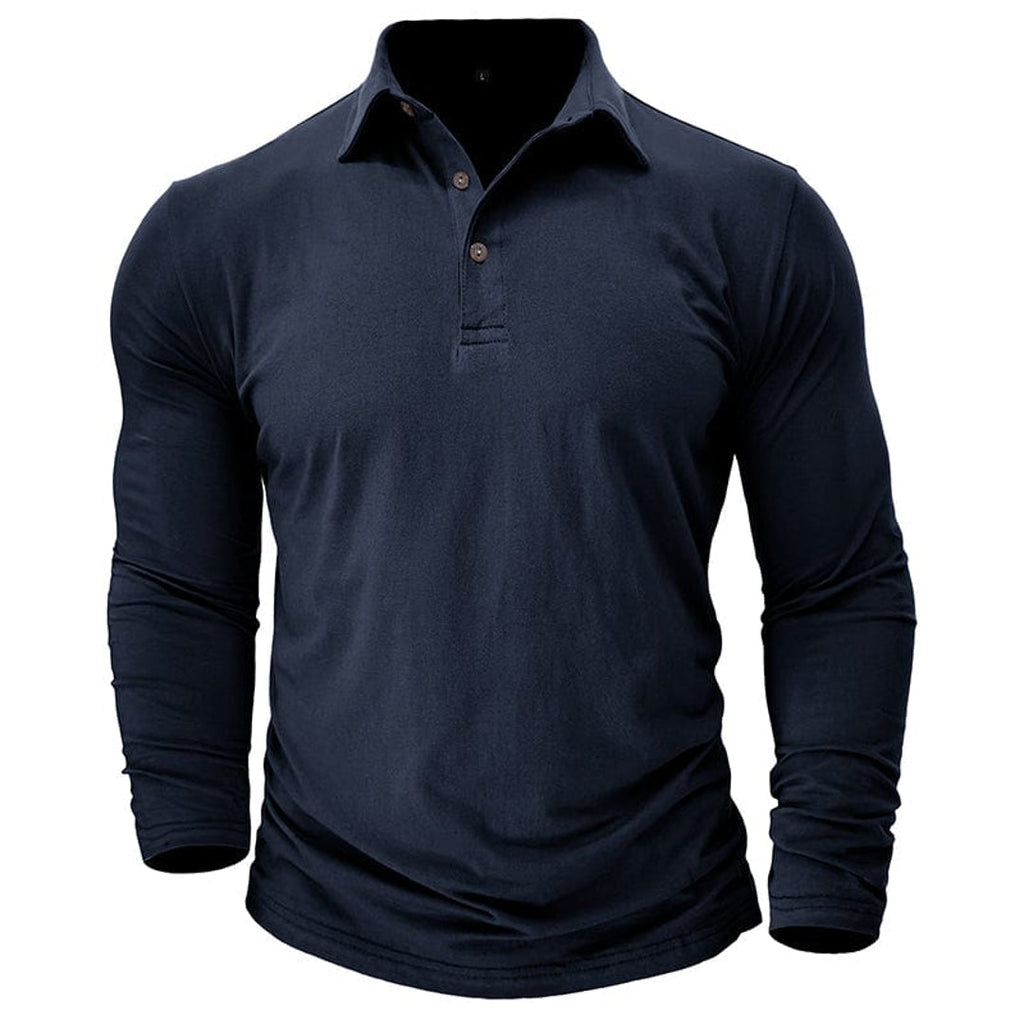 Men's navy long sleeve polo shirt