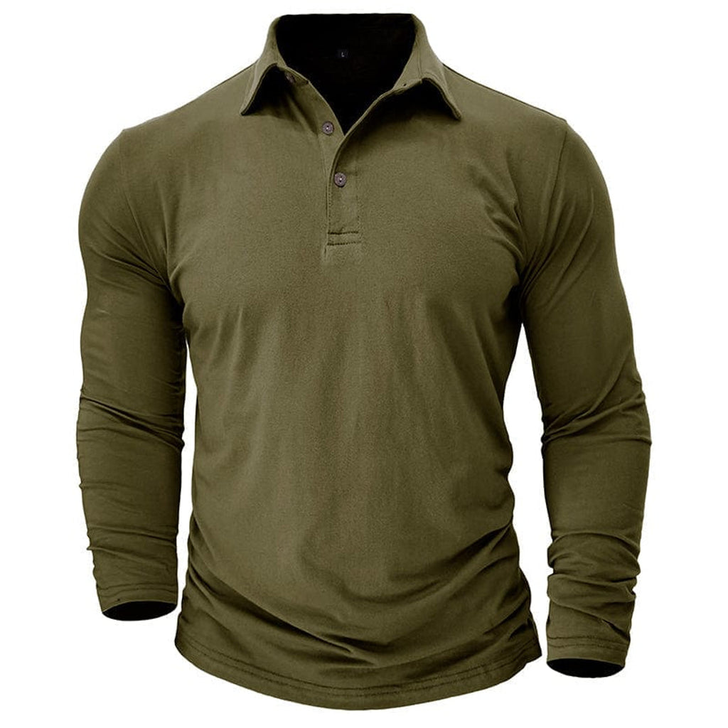 Men's army green textured polo