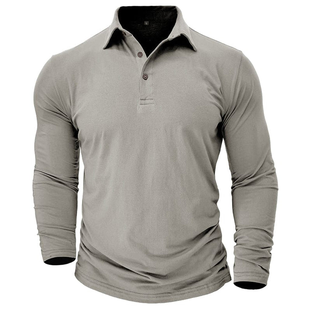 Men's light grey textured polo