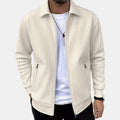 Men's textured zip jacket with shirt collar in apricot