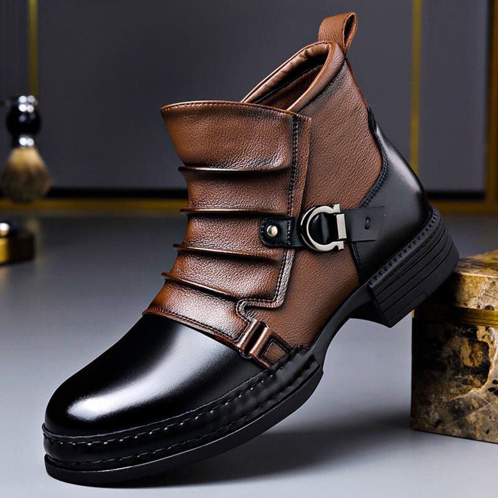 Men's brown and black two-tone ankle boot