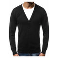 Men's V-neck button cardigan in black