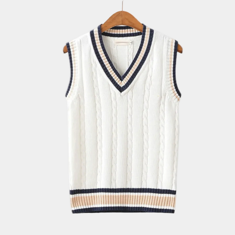Men's V-neck sweater vest in white