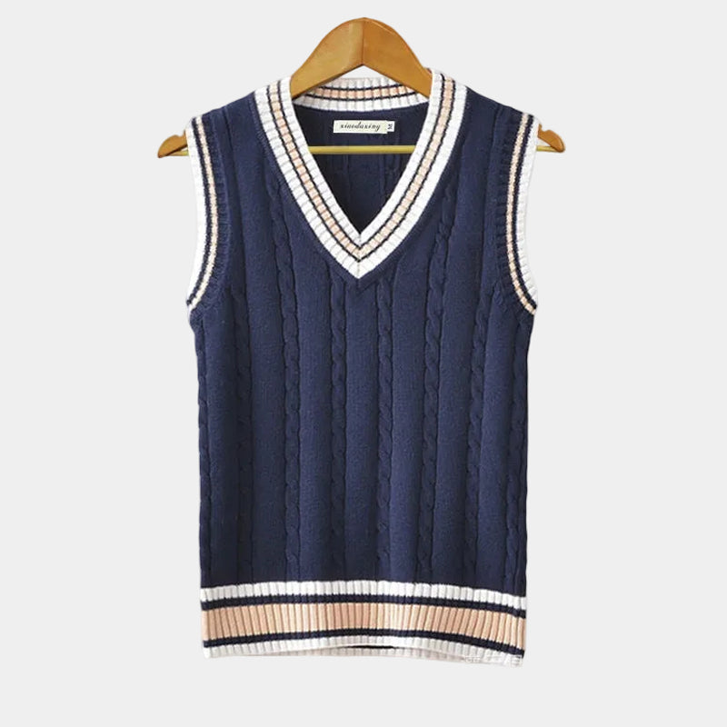 Men's V-neck sweater vest in blue