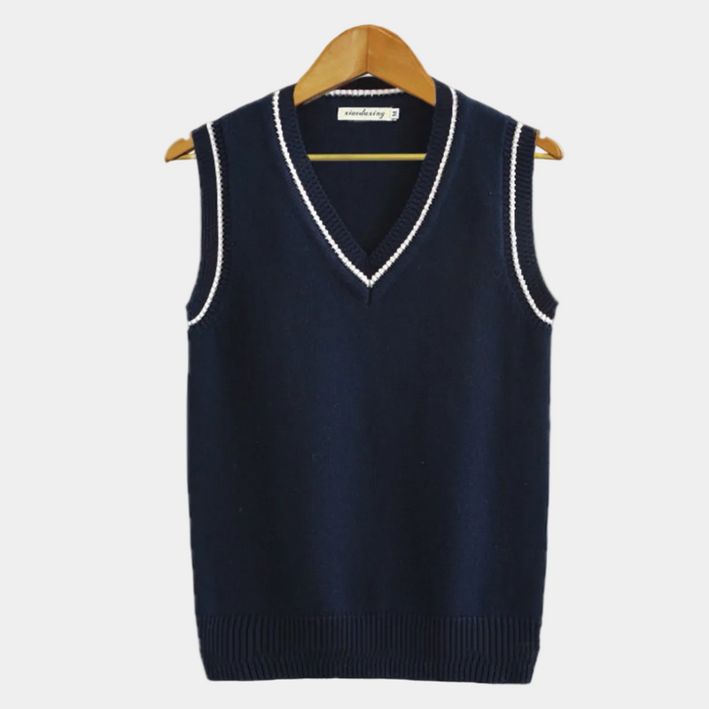 Men's V-neck sweater vest in dark blue