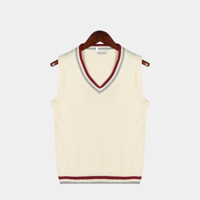 Men's V-neck sweater vest in beige