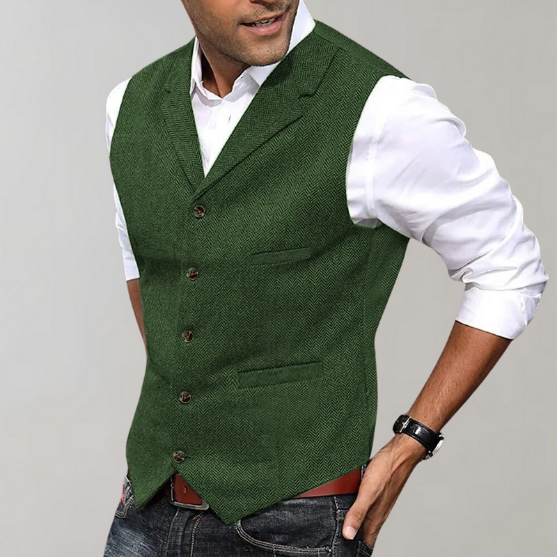Men's vintage textured waistcoat in green