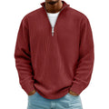 Men's waffle knit half-zip pullover in red