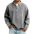 Men's washed henley sweatshirt in grey