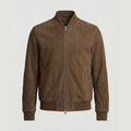 Men's zip bomber jacket in brown