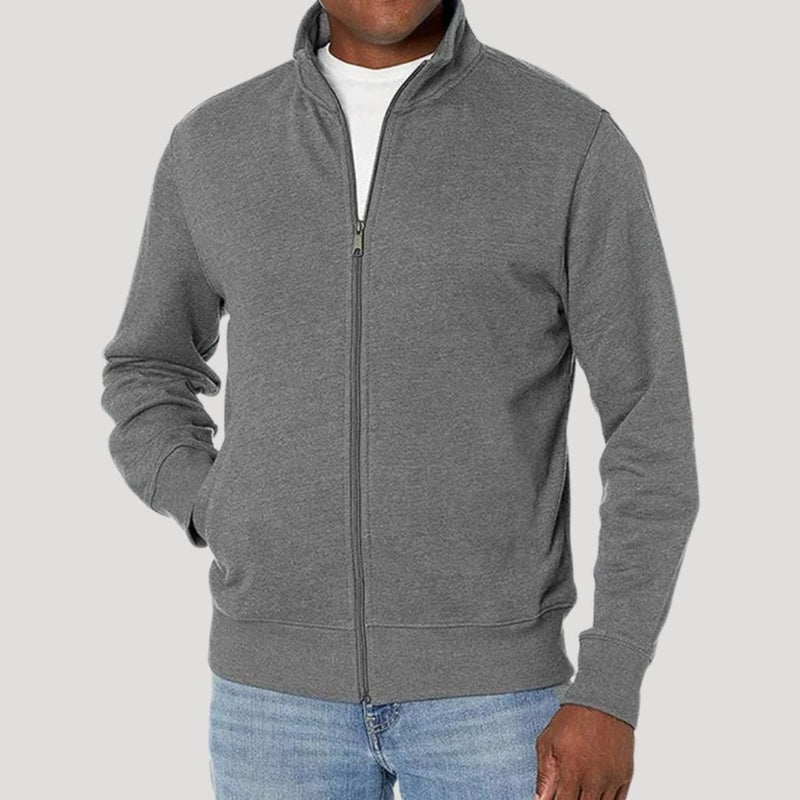 Men's zip-up jacket with stand collar in grey
