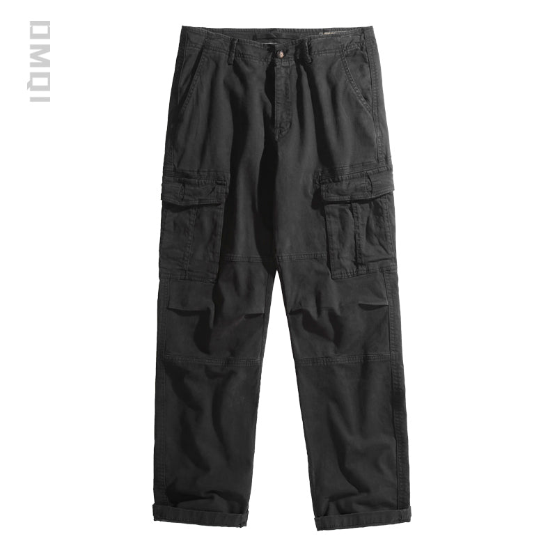 Black men's cargo trousers – flat front view