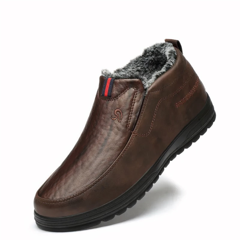 Dark brown lined slip-on ankle boot