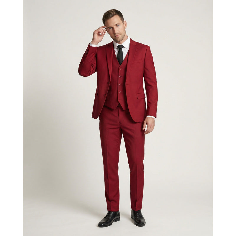 Men's Three-Piece Suit with Single-Breasted Jacket for Weddings and Business