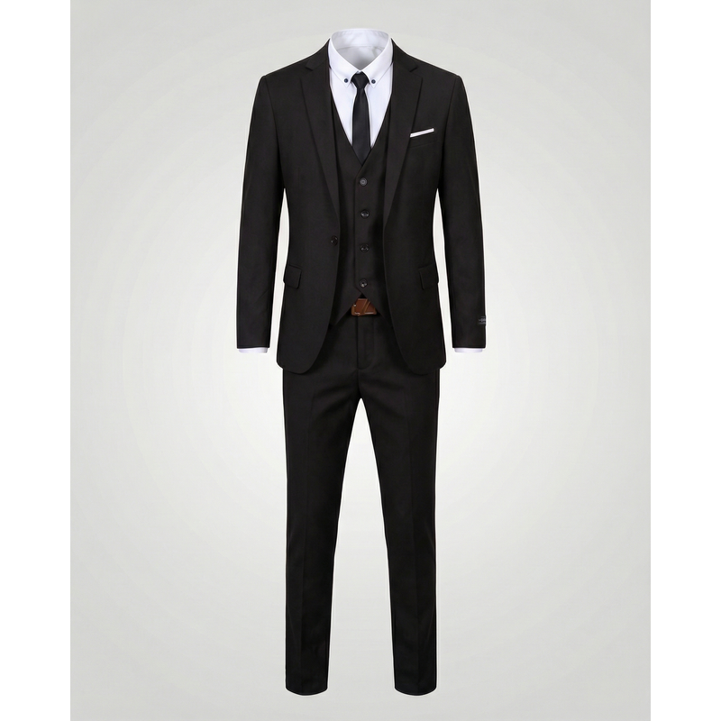 Black men's three-piece suit – front view