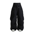 Black baggy snowboard cargo trousers – front view