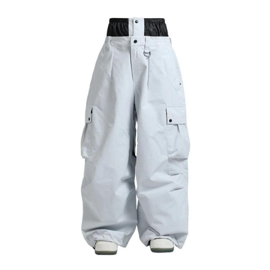 White baggy cargo trousers with side pockets