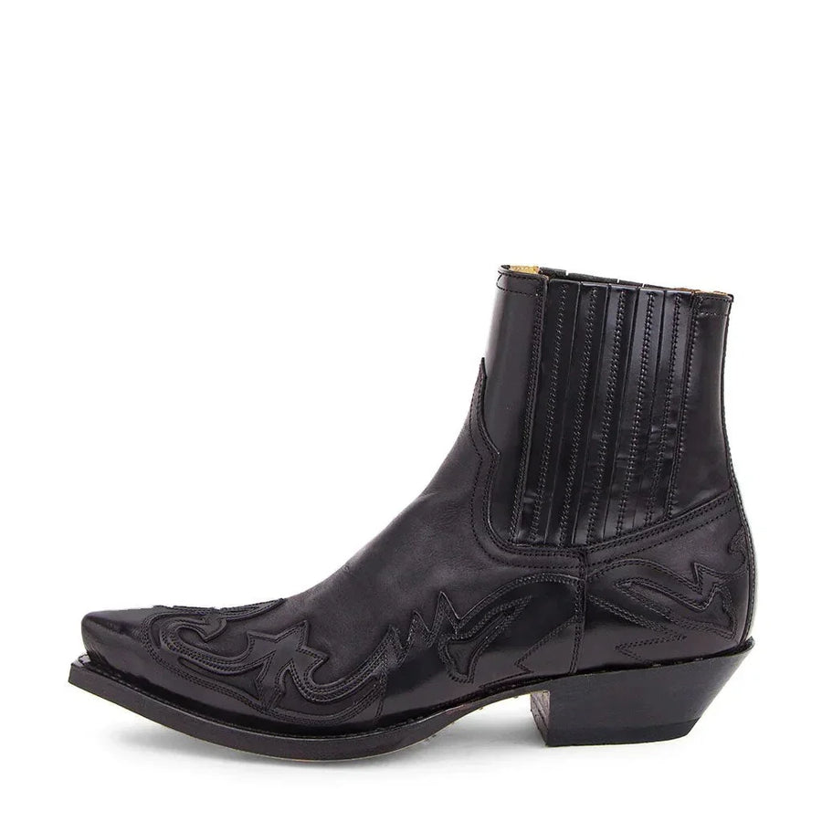 Men's Western Ankle Boots with Decorative Stitching