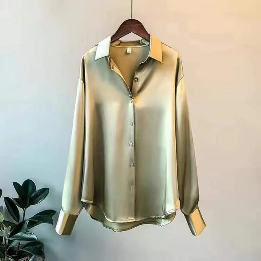 Women's Collared Blouse for Spring Autumn Everyday Wear