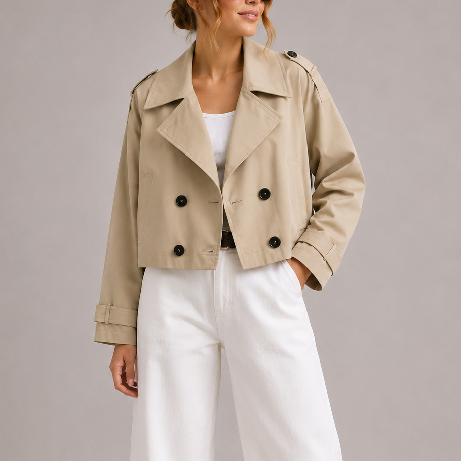 Women's Cropped Structured Jacket for Spring Autumn Days