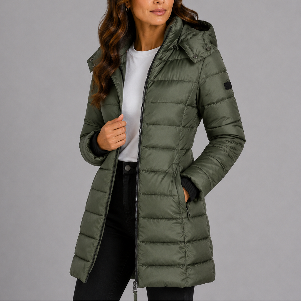 Women's Hooded Puffer Jacket for Cooler Autumn Winter Days