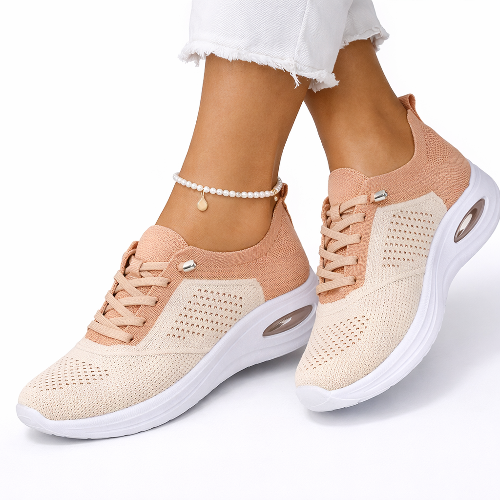 Women's Lace-Up Sneakers with Raised Soles for Spring