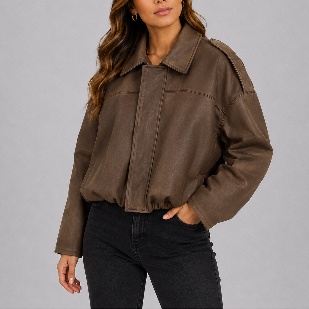 Women's Oversized Collared Utility Jacket for Everyday Wear