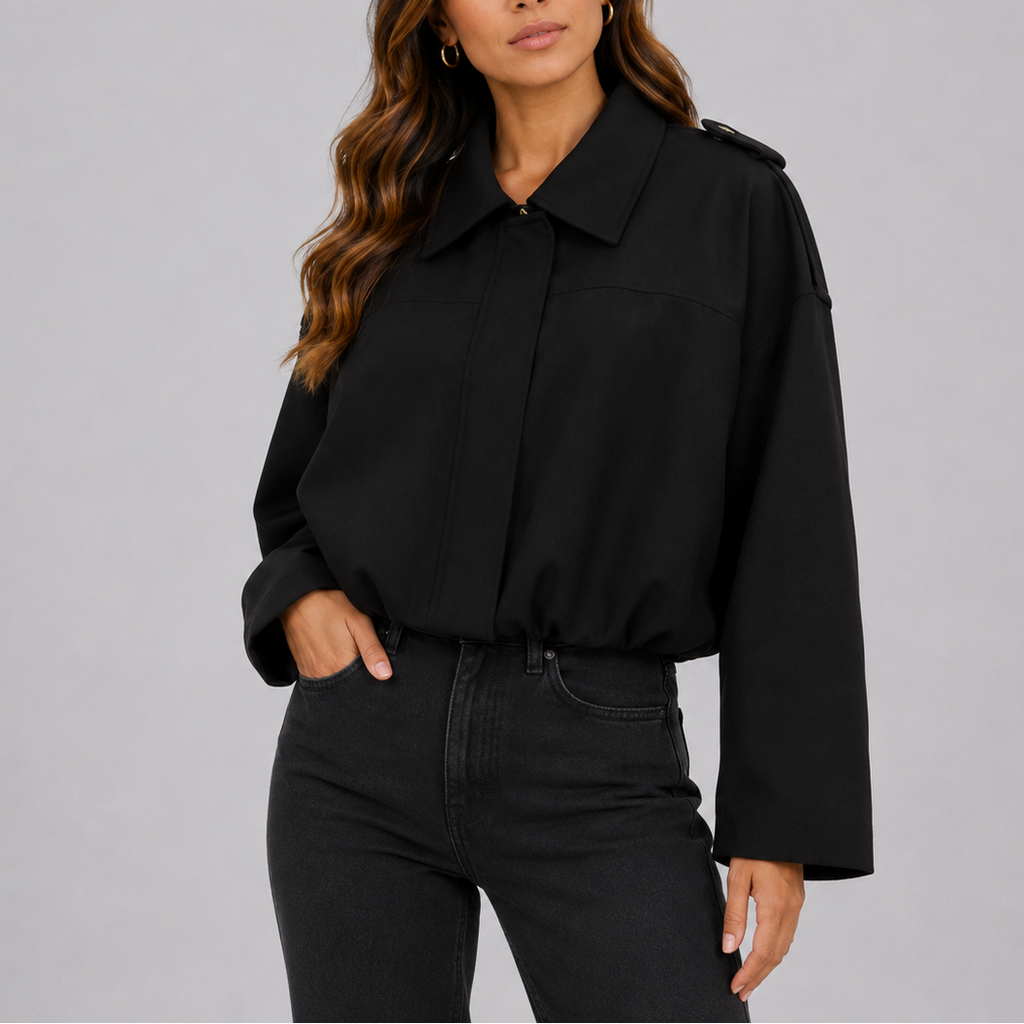 Women's Oversized Collared Utility Jacket for Everyday Wear