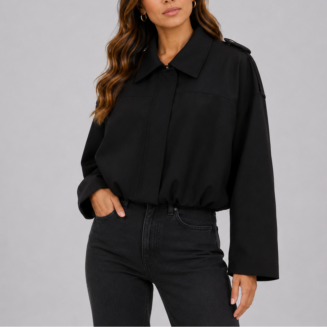 Women's Oversized Collared Utility Jacket for Everyday Wear