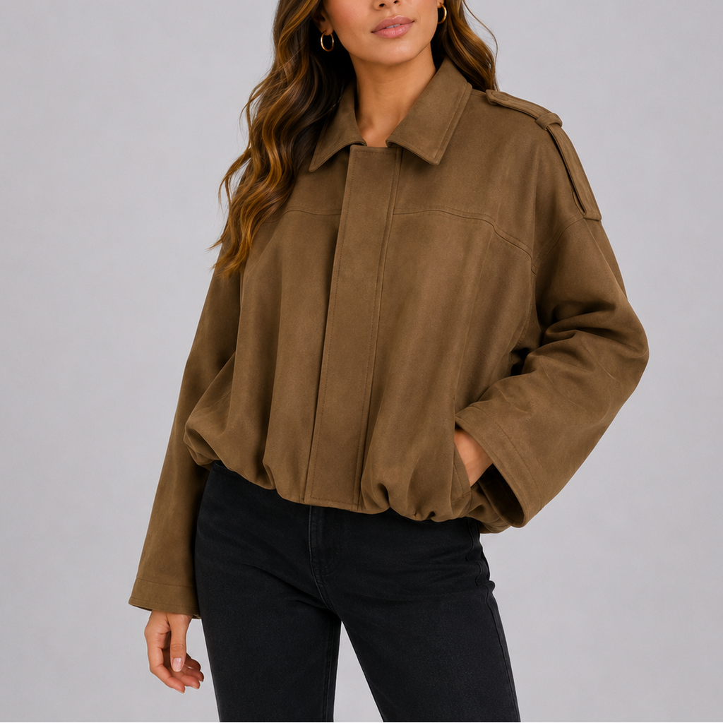 Women's Oversized Collared Utility Jacket for Everyday Wear