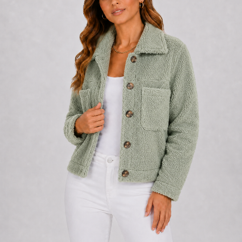Women's Textured Button Front Casual Jacket Everyday Wear