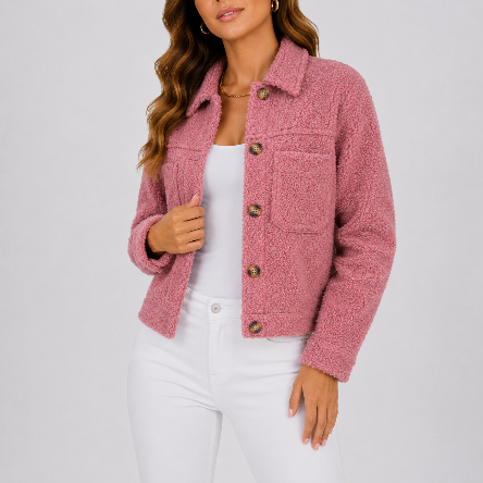 Women's Textured Button Front Casual Jacket Everyday Wear