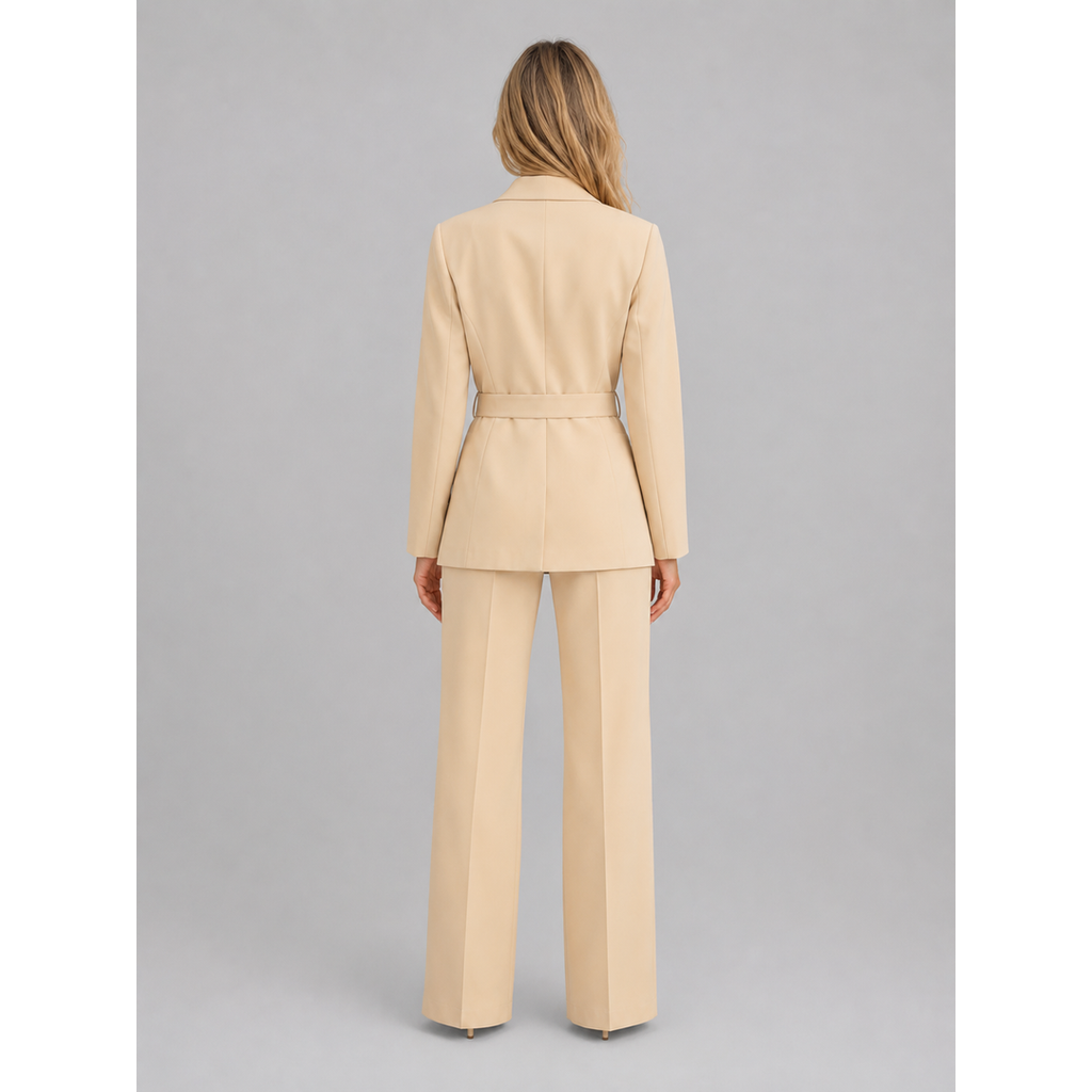 Women's beige trouser suit – back view