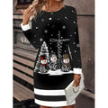 Women's black Christmas sweater dress with snowmen print