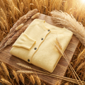 Women's yellow knit button cardigan folded