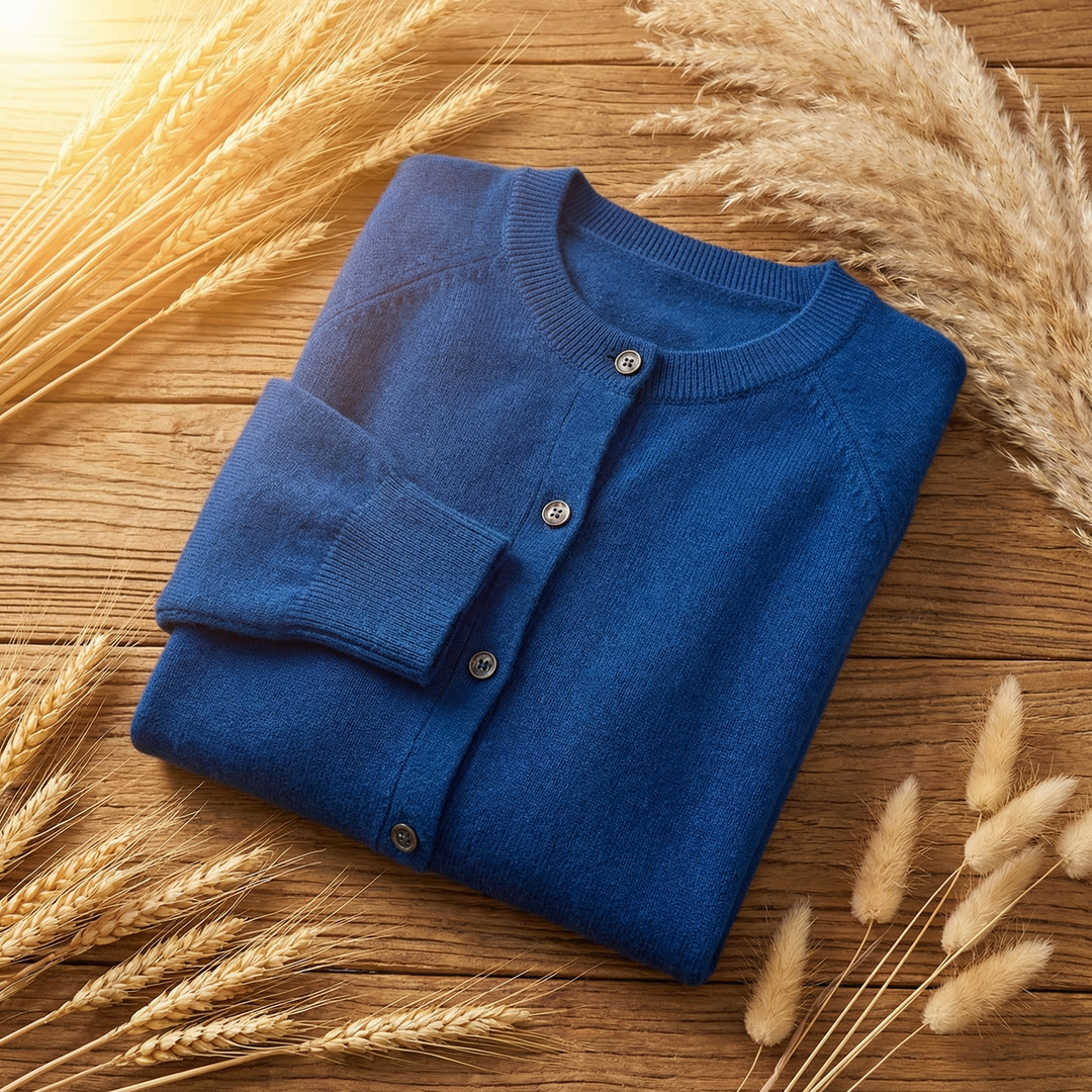 Women's blue knit button cardigan