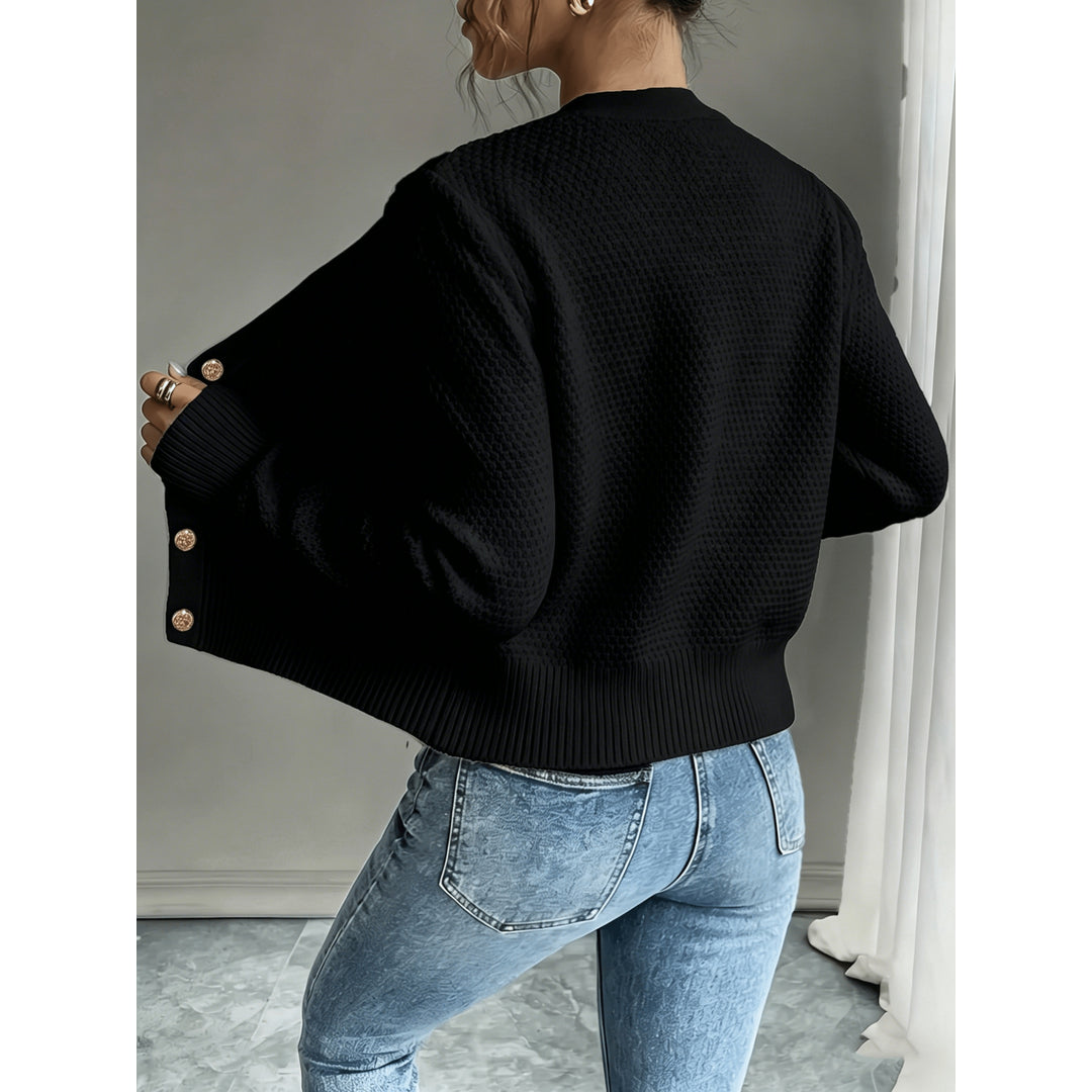Women's black cardigan – back view