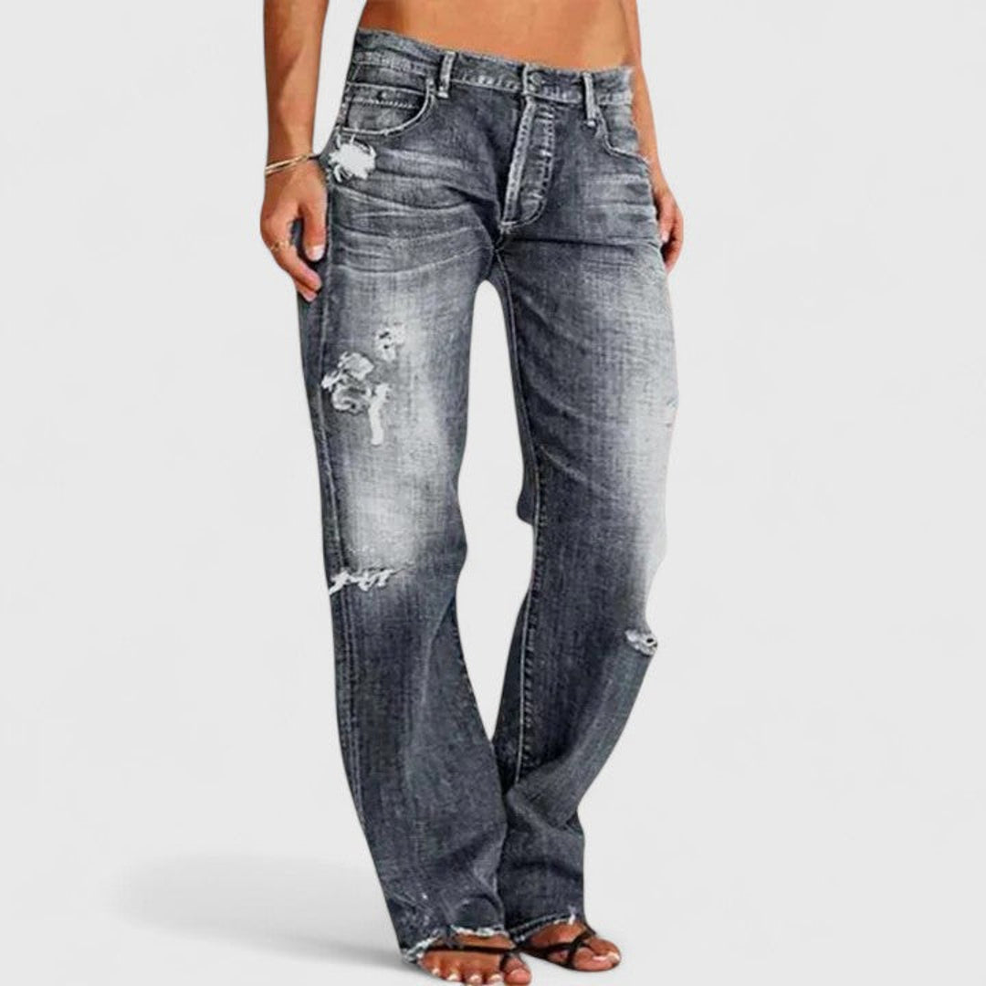 Women's grey faded loose fit jeans