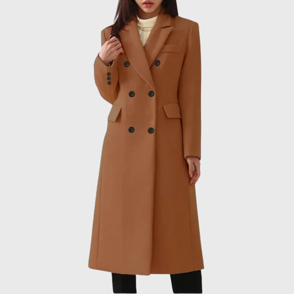 Women's brown double-breasted coat