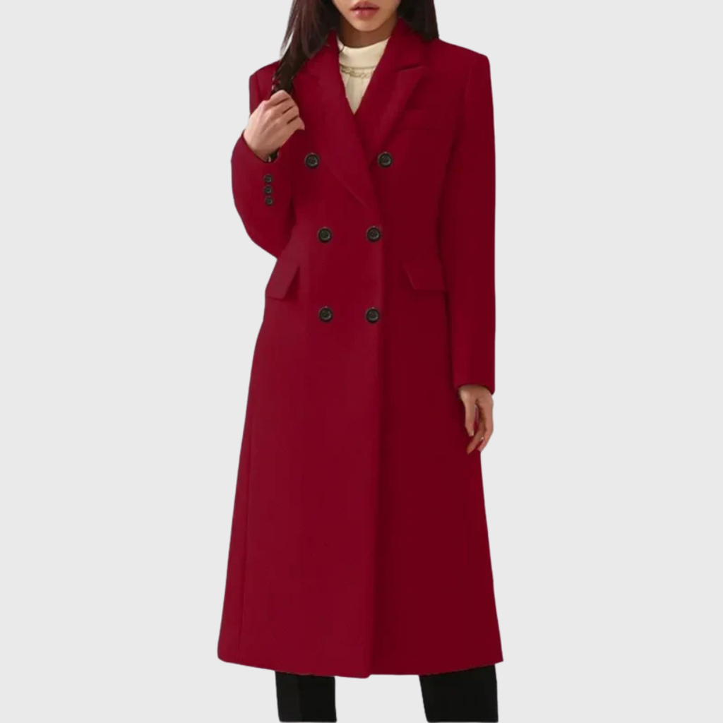 Women's red double-breasted coat