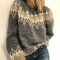 Women's fair isle knit sweater in grey