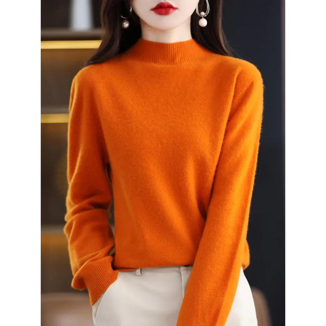 Women's orange mock neck sweater