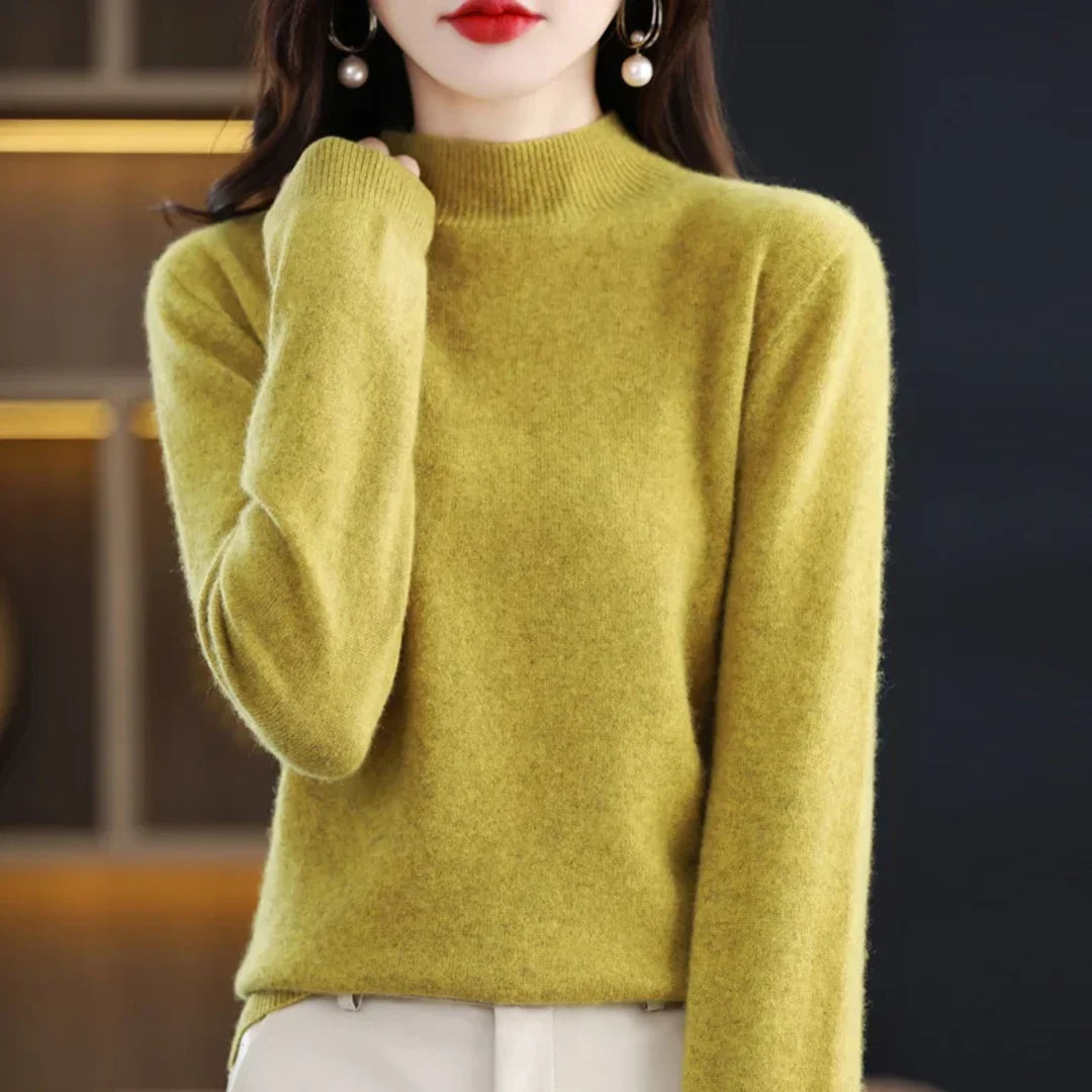 Women's mustard yellow mock neck sweater