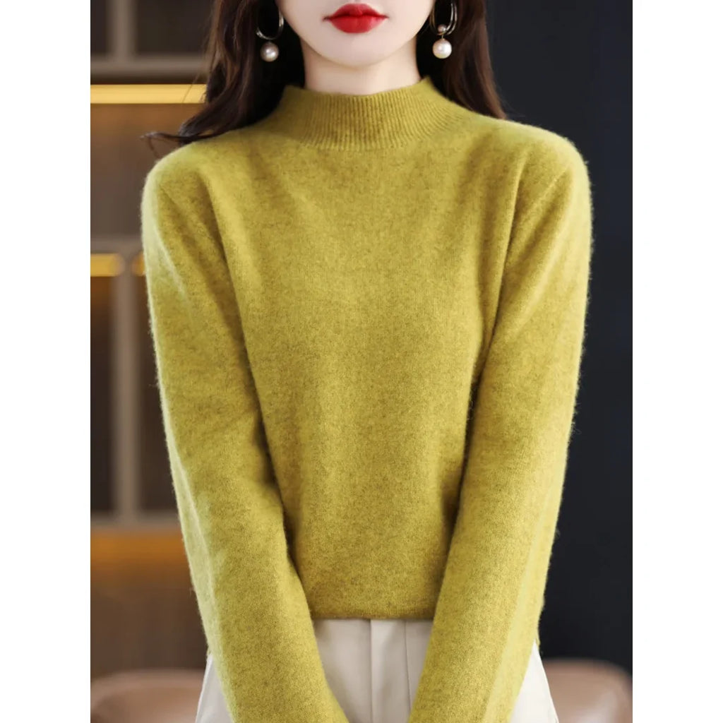 Women's mustard yellow fine knit sweater