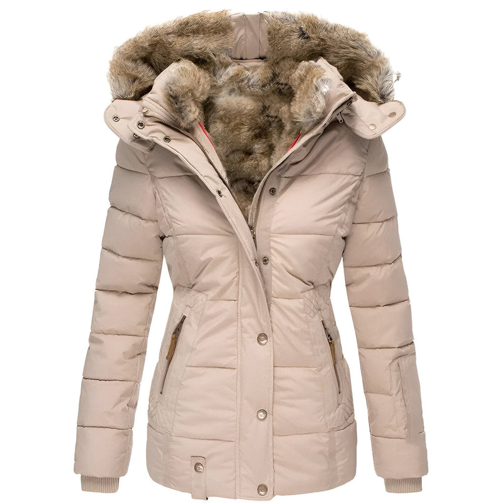 Women's beige fitted winter jacket